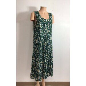Vintage Floral Maxi Dress Cottage Core Womens Medium
